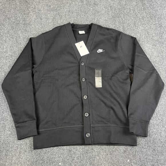 Nike Club Knit Fairway Cardigan Mens Size Medium M Black Golf Retro FN3898-010 - Picture 2 of 8